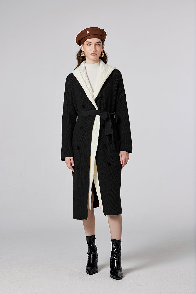 Fake Two Pieces Spliced Long Coat Loose Long Sweater Cardigan Coat