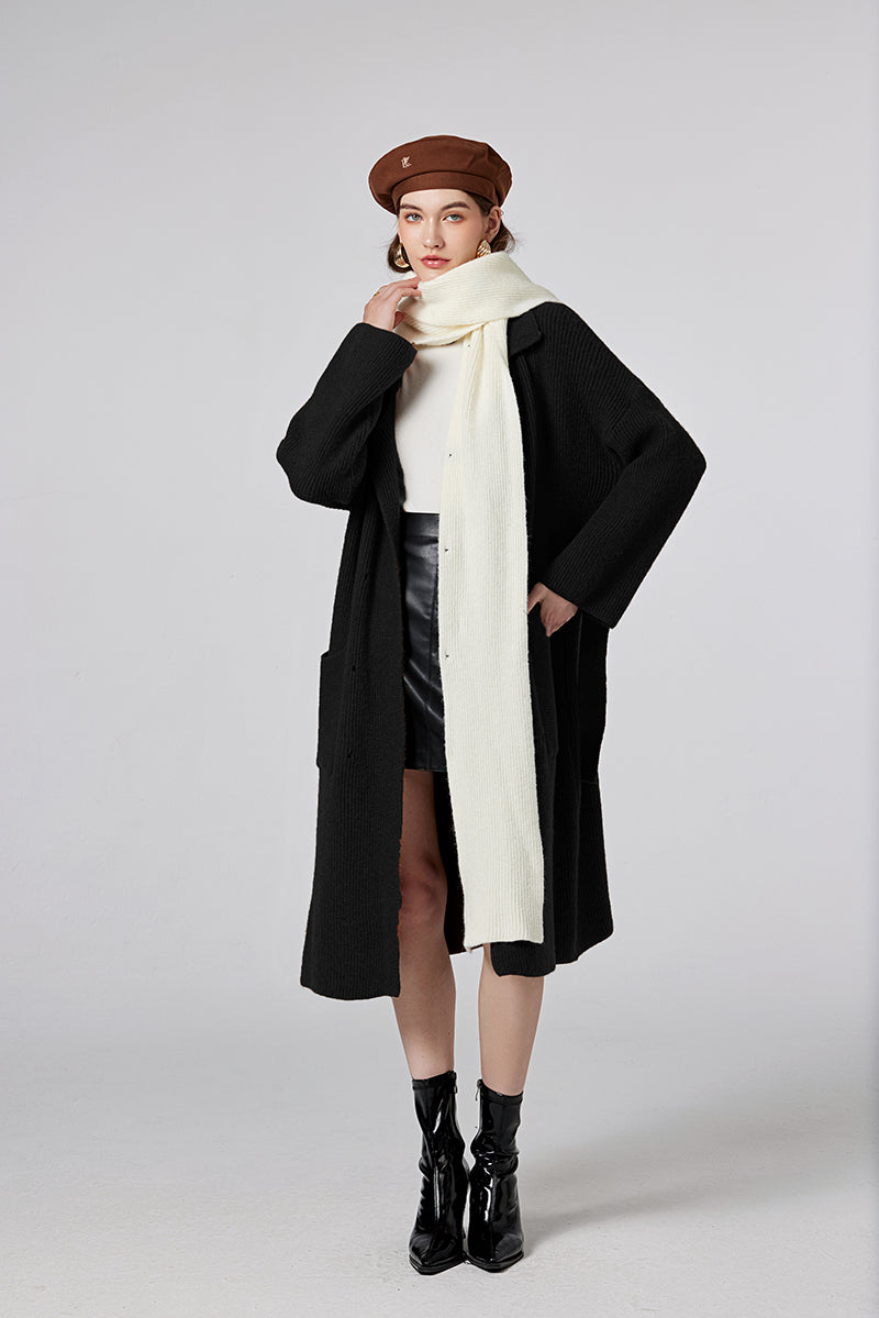 Fake Two Pieces Spliced Long Coat Loose Long Sweater Cardigan Coat