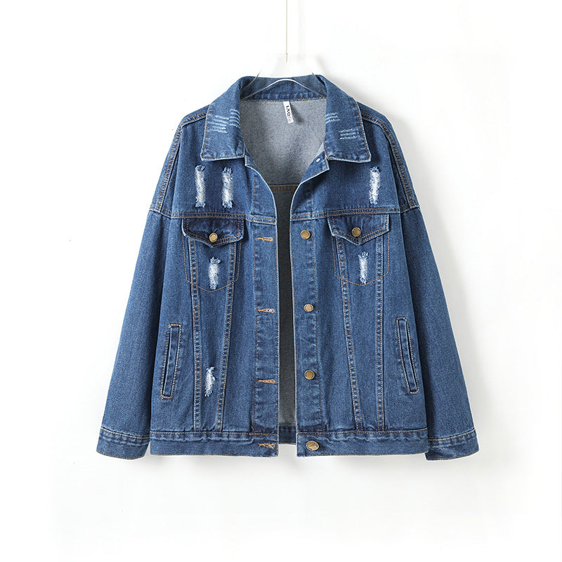 Women Clothing Loose Hole Denim Coat