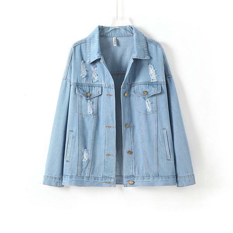 Women Clothing Loose Hole Denim Coat