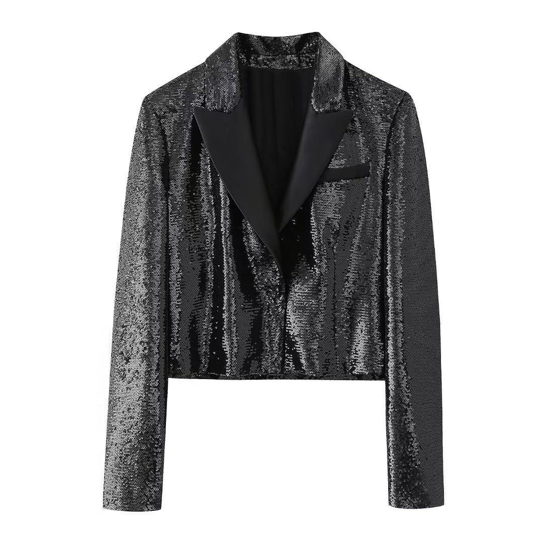 Early Autumn Women Fashionable High Quality Simple All Match Exquisite Sequin Blazer