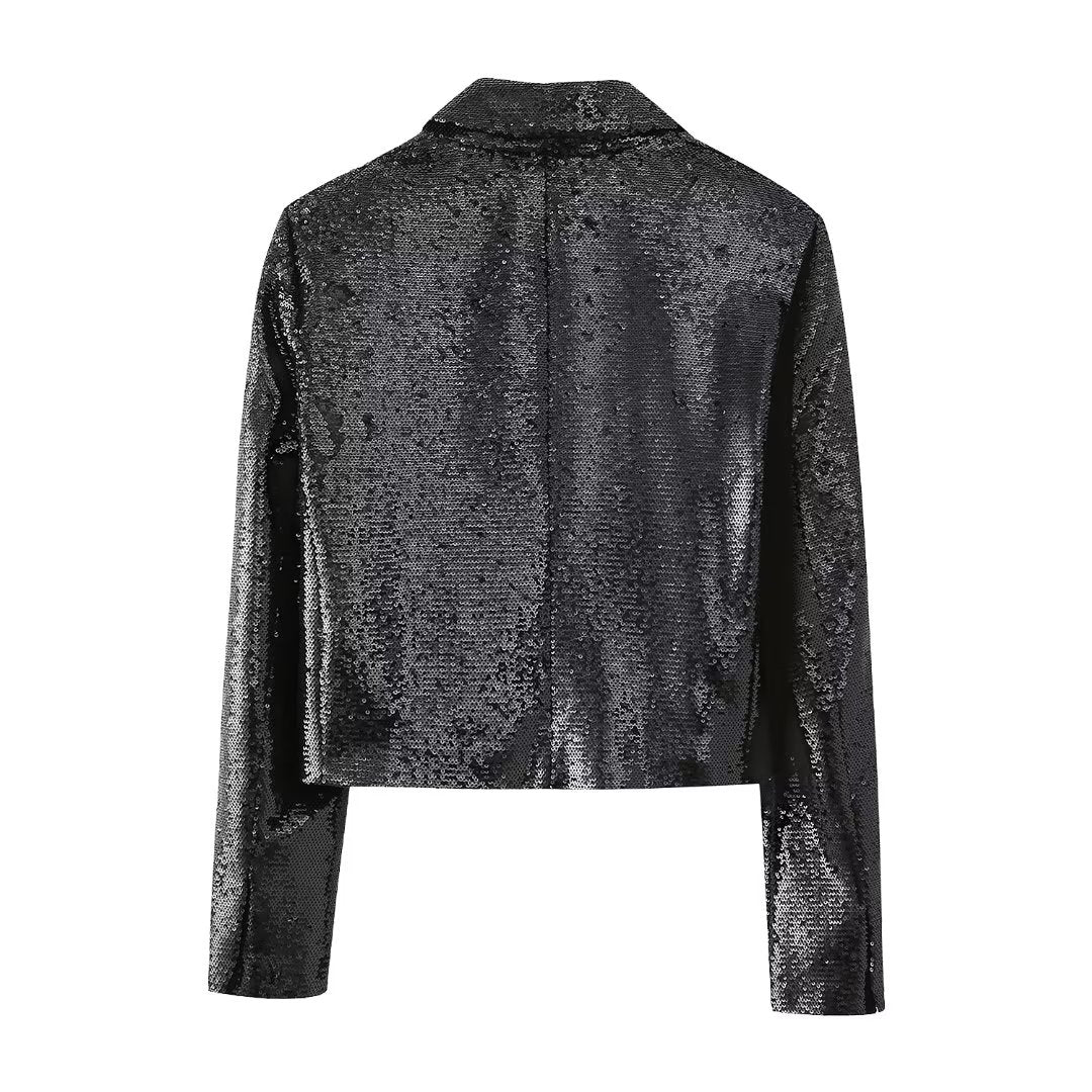 Early Autumn Women Fashionable High Quality Simple All Match Exquisite Sequin Blazer