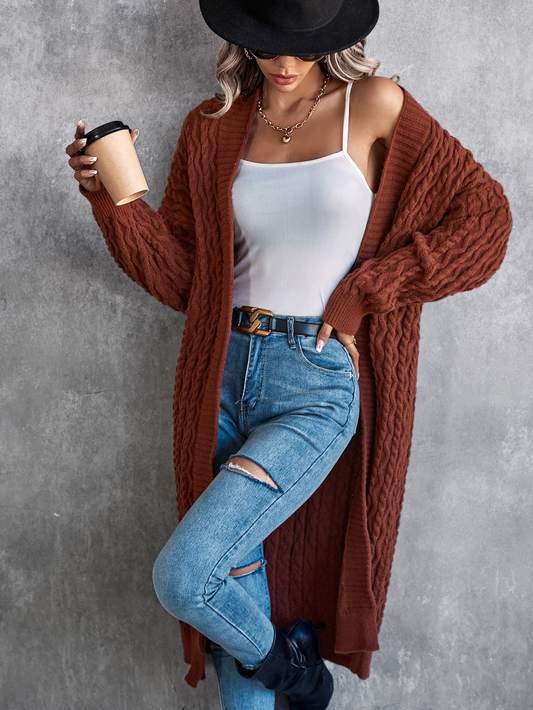 Manteau Baggy pour femmes, pull Long au ralenti, Cardigan tricoté torsadé