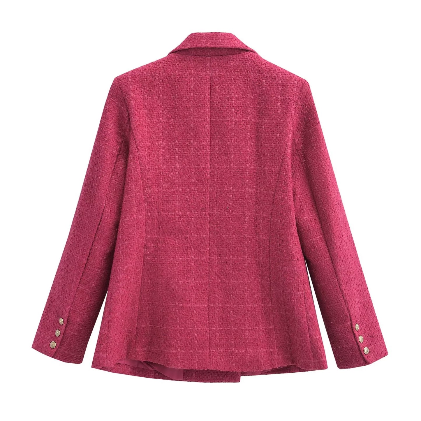 Fall Women Clothing Decorated Row Button Textured Blazer