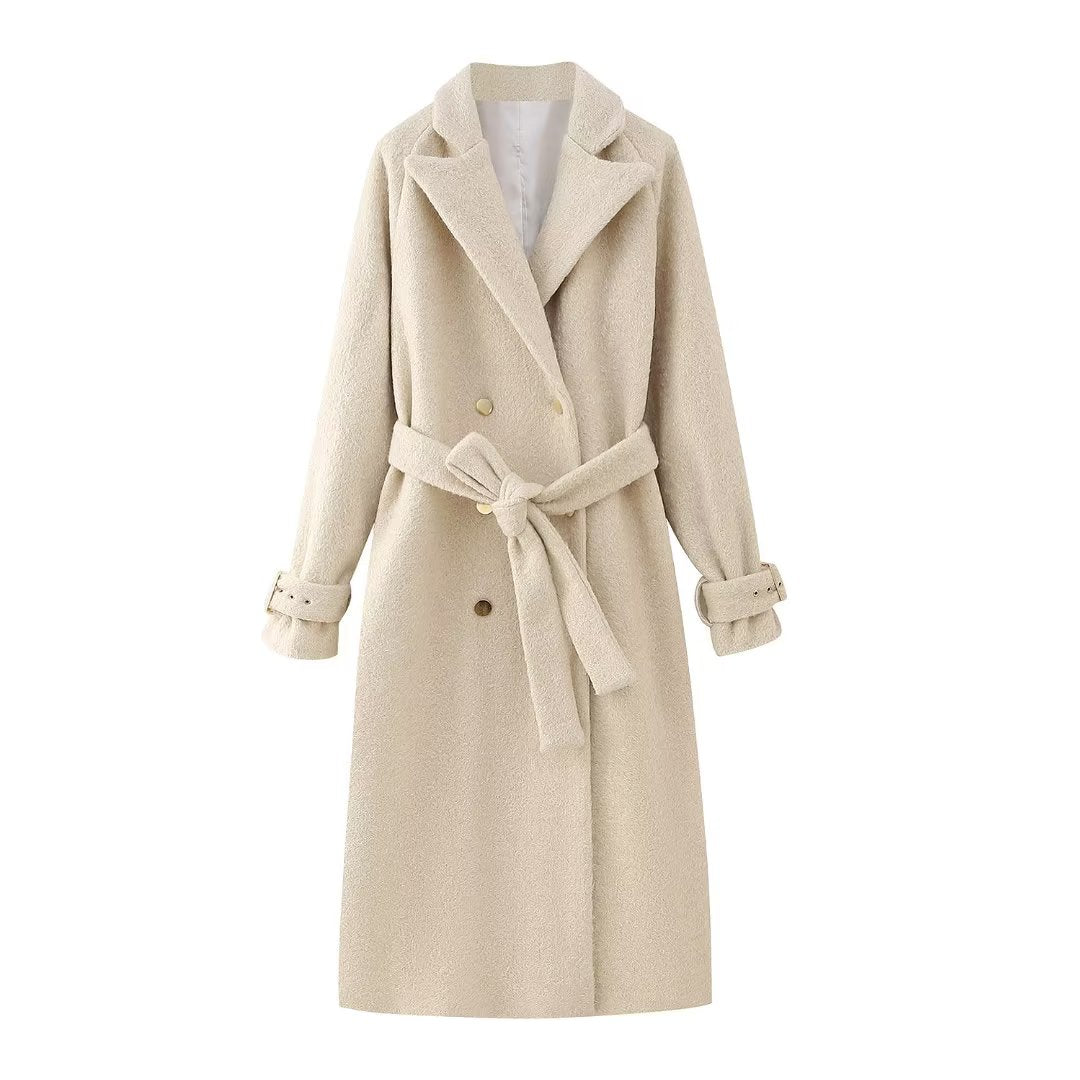 Winter Women Clothing All Matching with Belt Long Woolen Coat