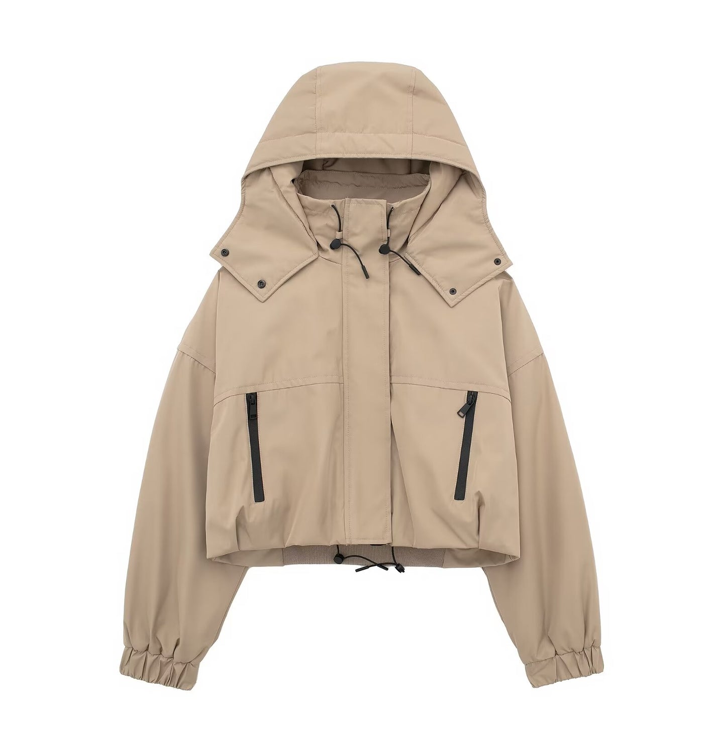 Women Clothing Maillard Wear Loose Cargo Hooded Jacket Jacket