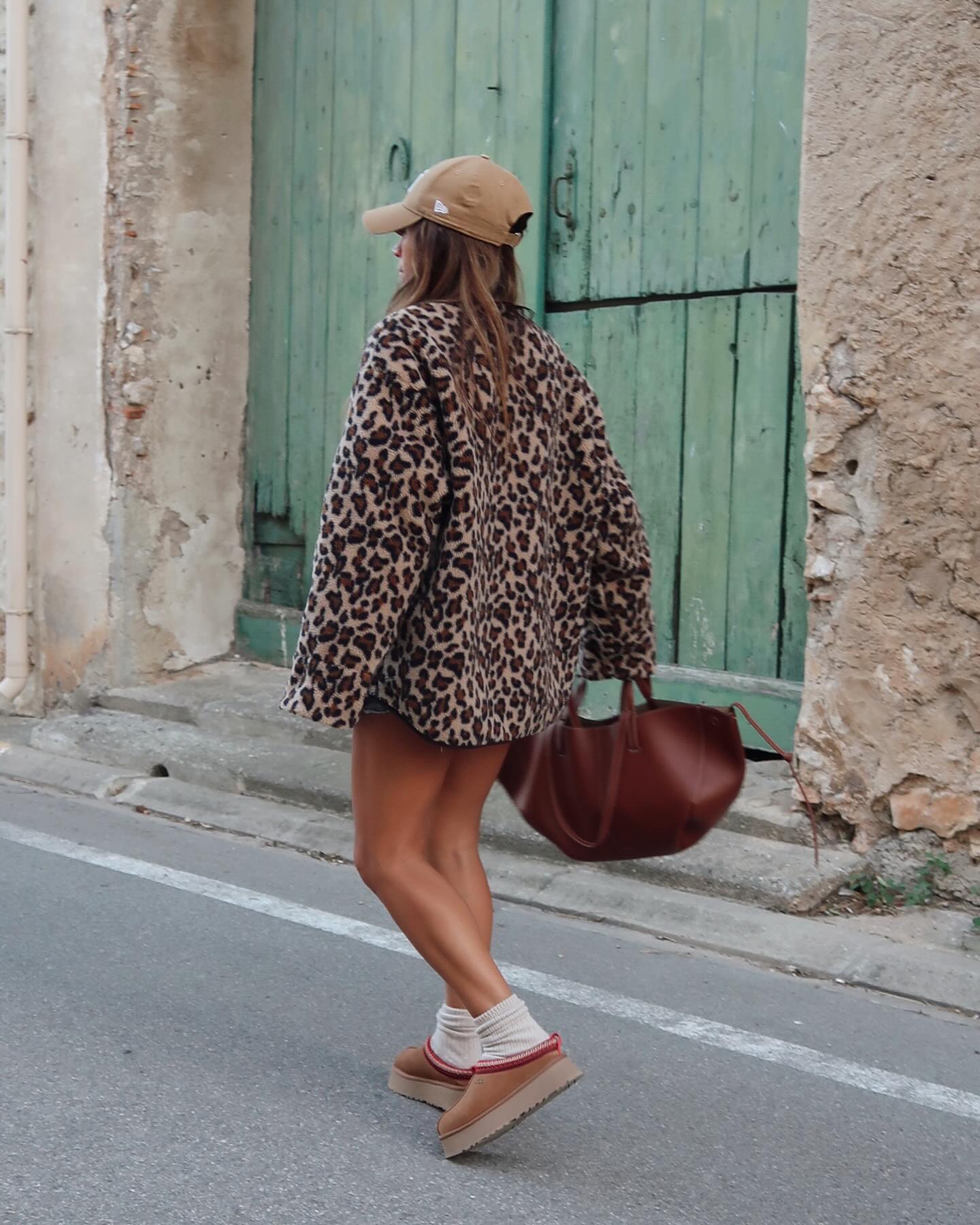 Manteau en laine d'agneau ample à imprimé léopard pour femme, vêtement d'hiver à la mode et assorti