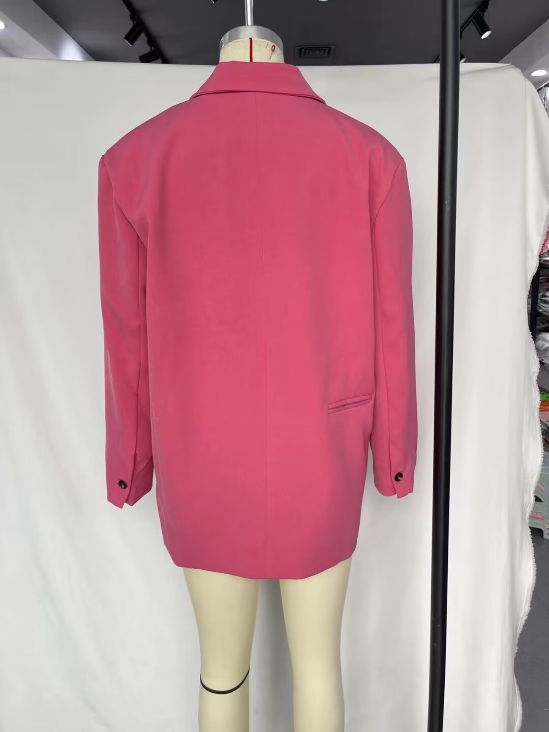 Blazer à épaules rembourrées rouge Rose pour femme, automne