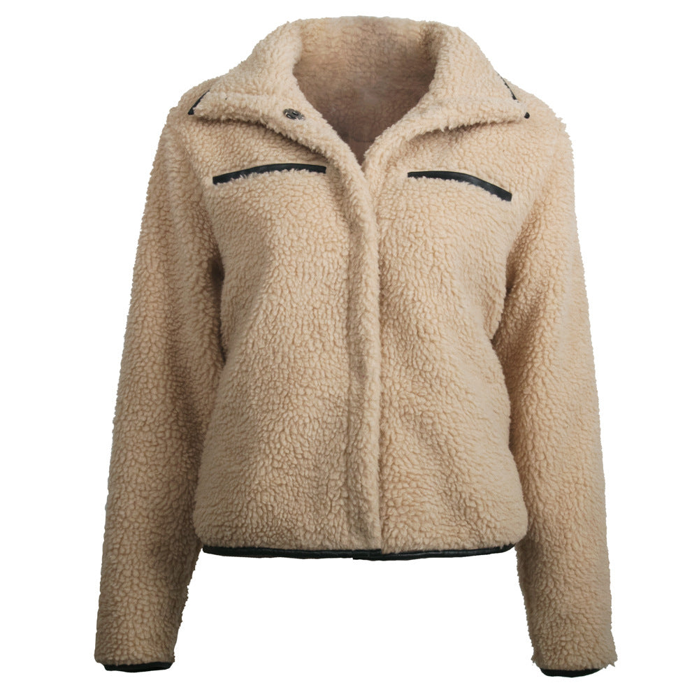 Automne hiver nouveau laine d'agneau femmes vêtements polaire fourrure en peluche manteau