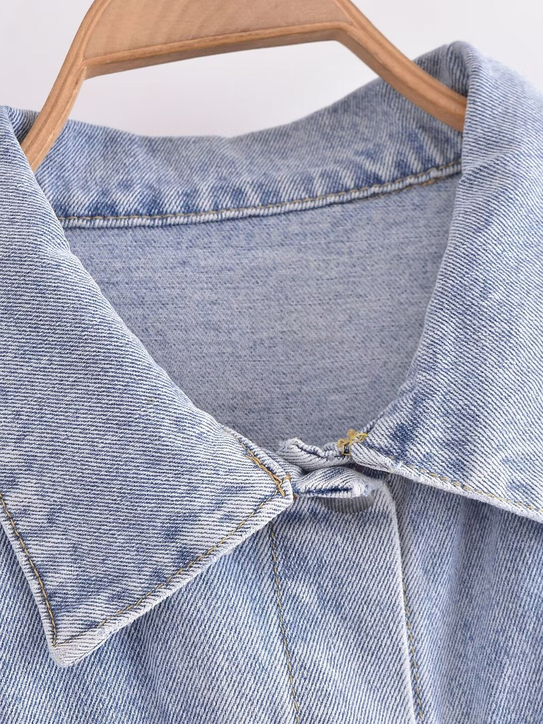 Fall Women Clothing All Matching Loose Casual Collared Button Decoration Long Sleeve Denim Jacket