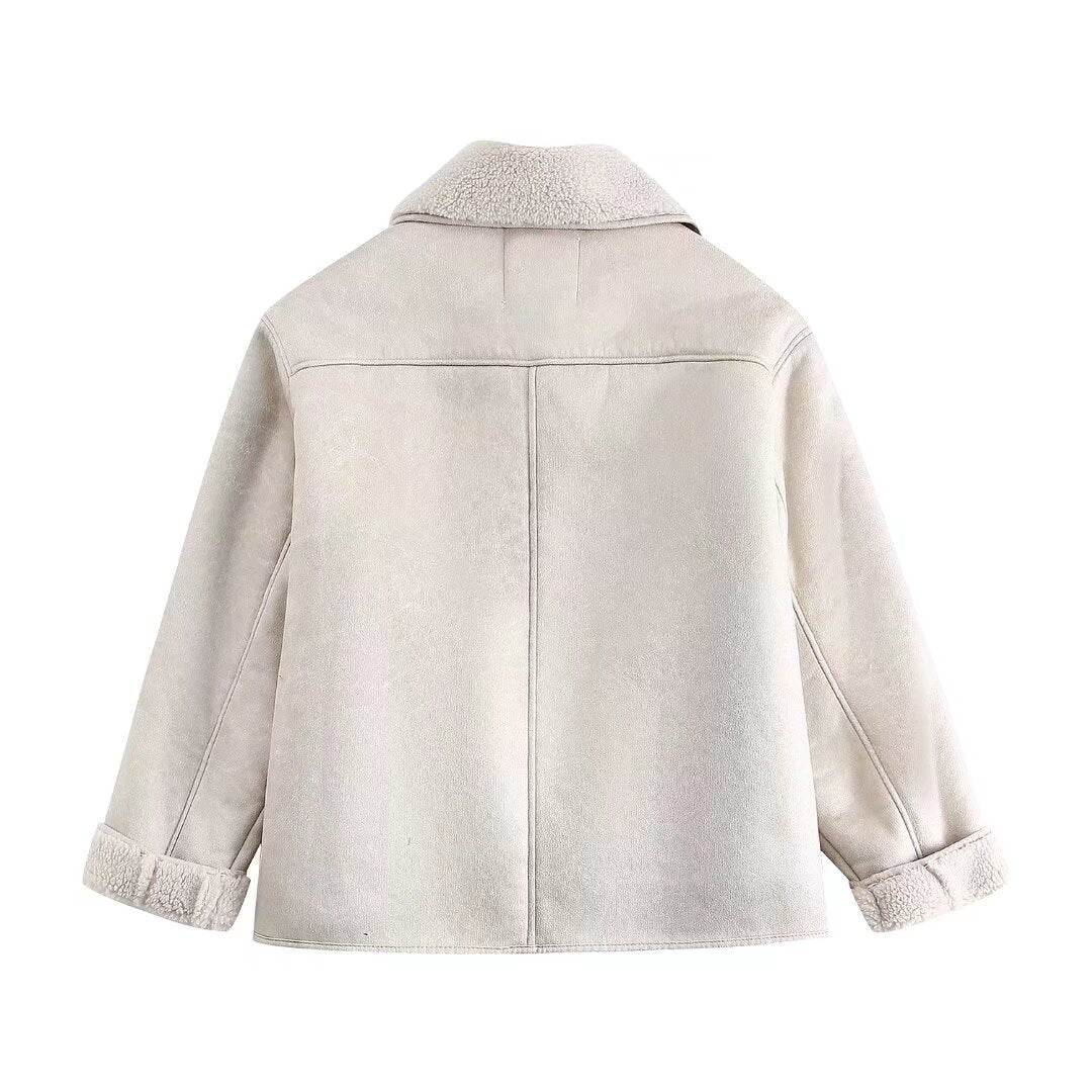 Elegant Blogger Fleece Warm Fur Coat Special Interest Collared Mid-Length Loose Women Wear