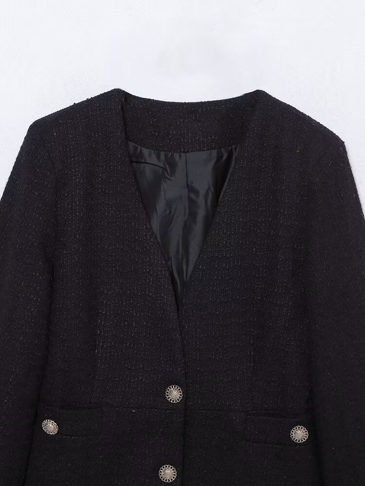 Ropa de invierno para mujer Blazer de textura suelta que combina con todo a la moda