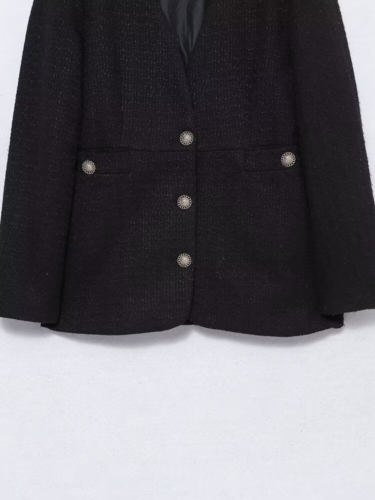 Ropa de invierno para mujer Blazer de textura suelta que combina con todo a la moda