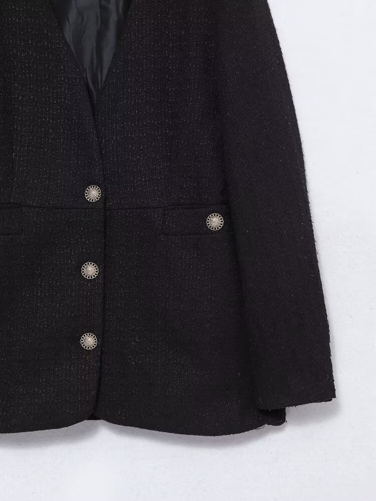 Ropa de invierno para mujer Blazer de textura suelta que combina con todo a la moda