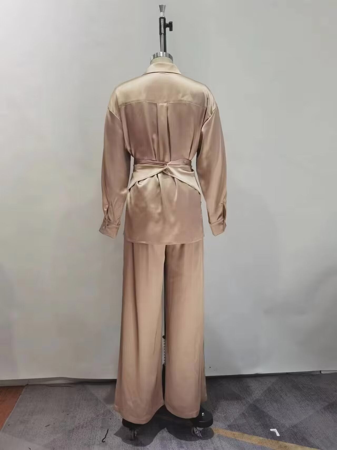 Camisa de mujer otoño invierno pantalones rectos casuales traje de dos piezas oficina