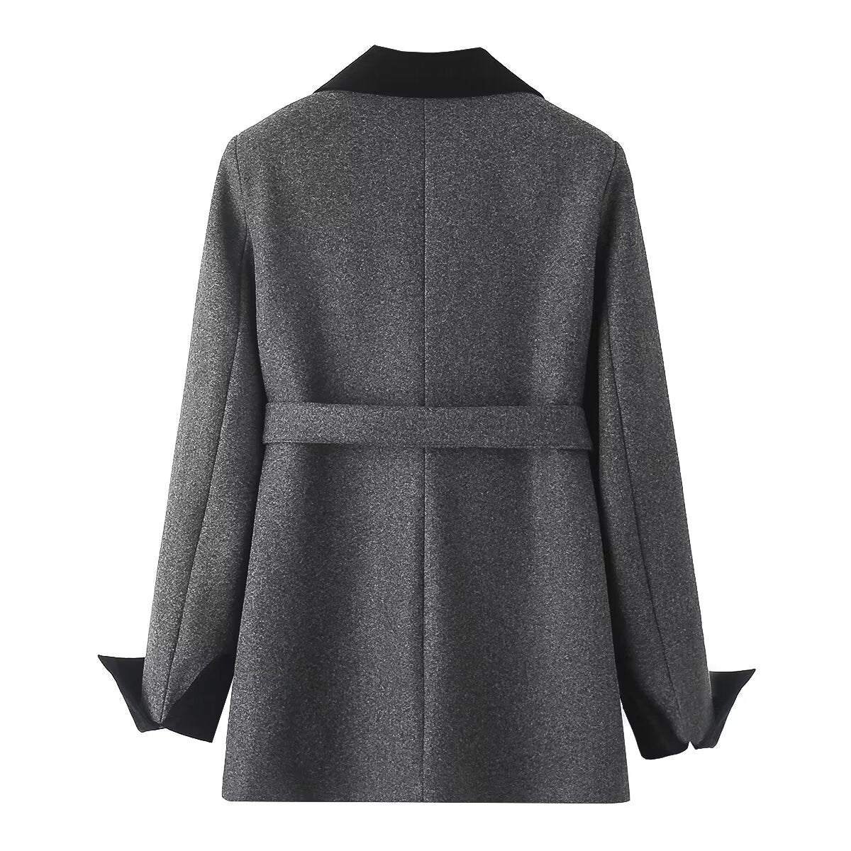 Women Clothing Korean High Grade Classic Woolen Coat Women Waist Tight Woolen Coat