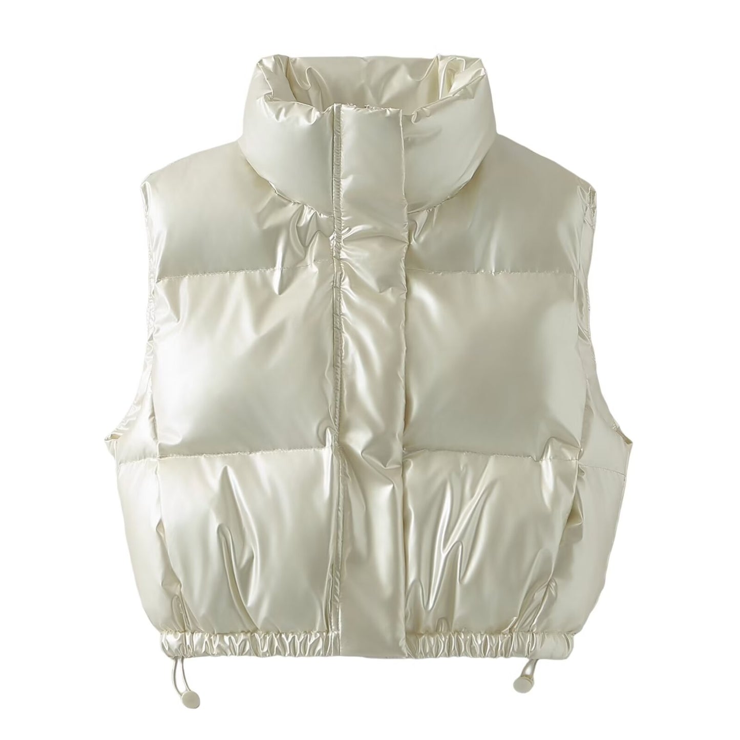 Spring Women Clothing Metal Technology Fabric Cotton Padded Vest