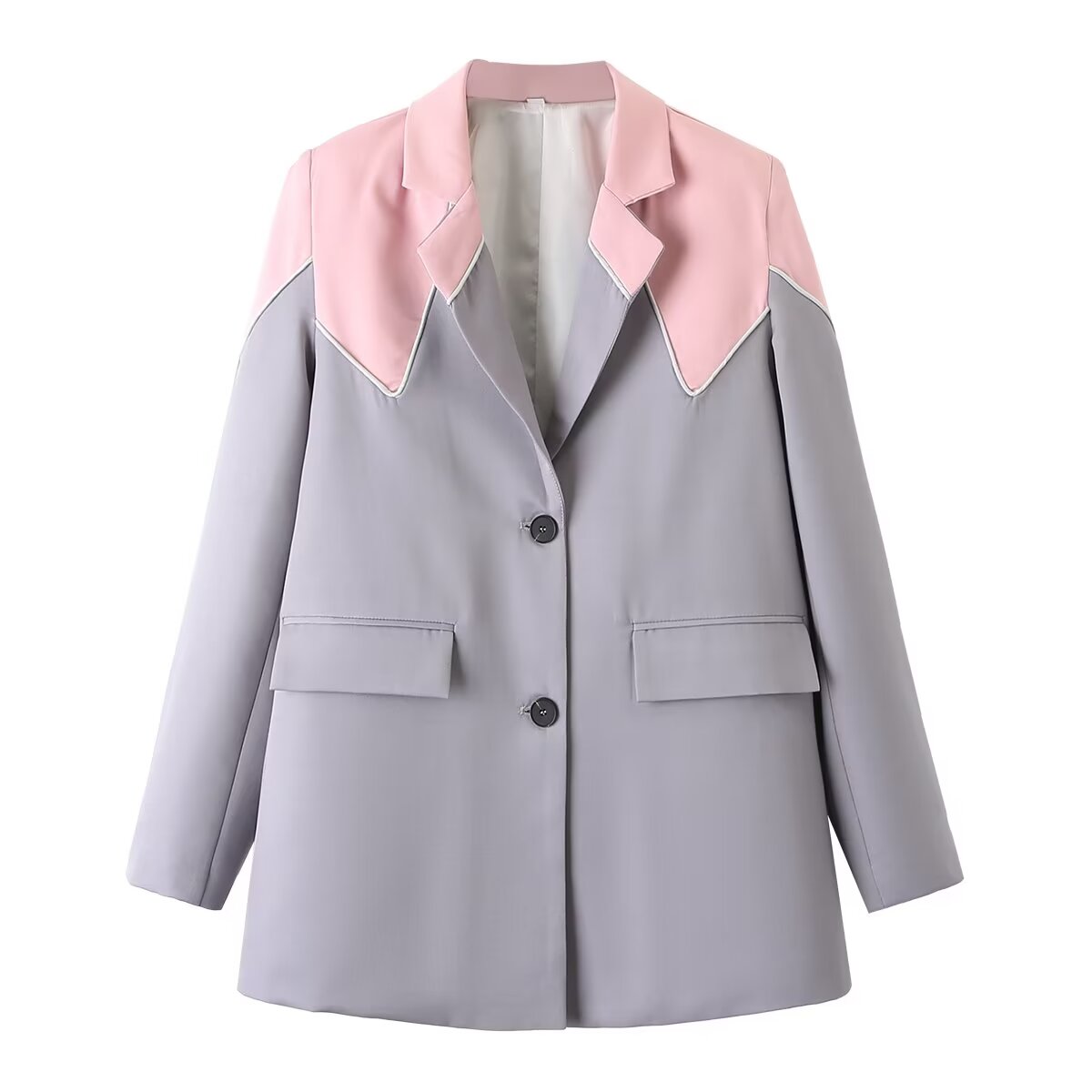 Spring Summer Women Casual Sense Contrast Color Blazer