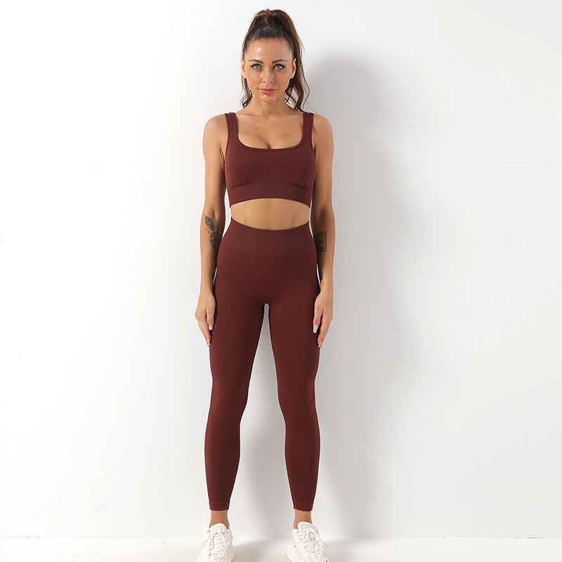 2 pièces fil Yoga costume sans couture soutien-gorge et bout à bout taille haute Leggings ensemble pour femmes sport Fitness Yoga pantalon vêtements de sport tenues vêtements