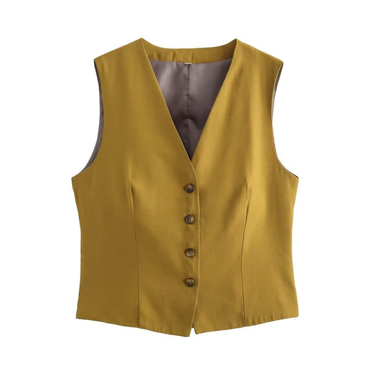 Gilet d'été sans manches à col en V pour femme