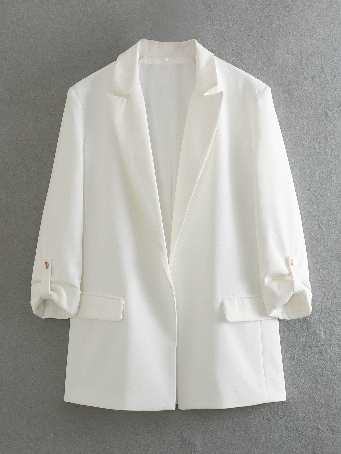 Spring Women Long Sleeve Solid Blazers