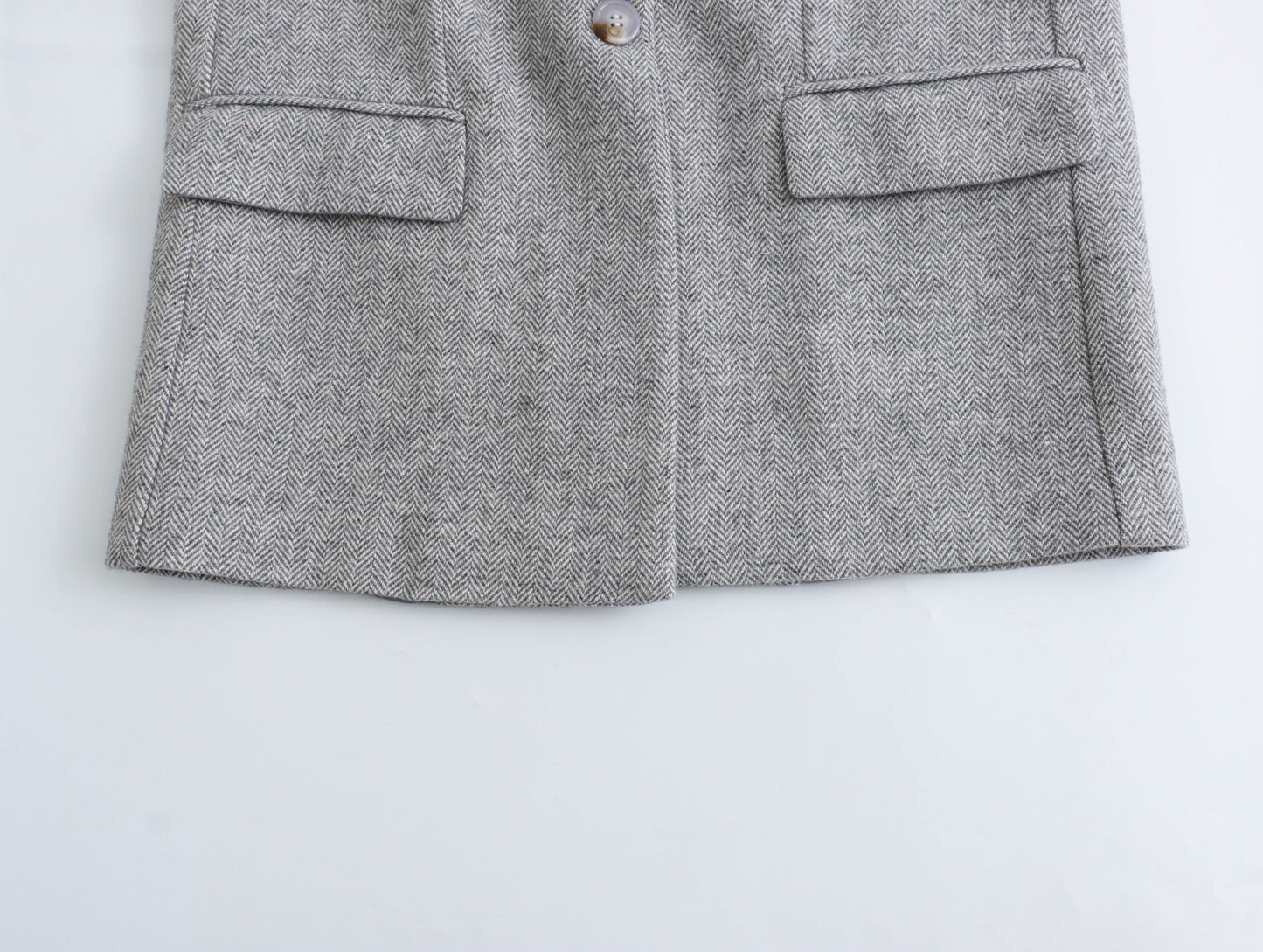 Spring Women Herringbone Twill Straight Cut Blazer