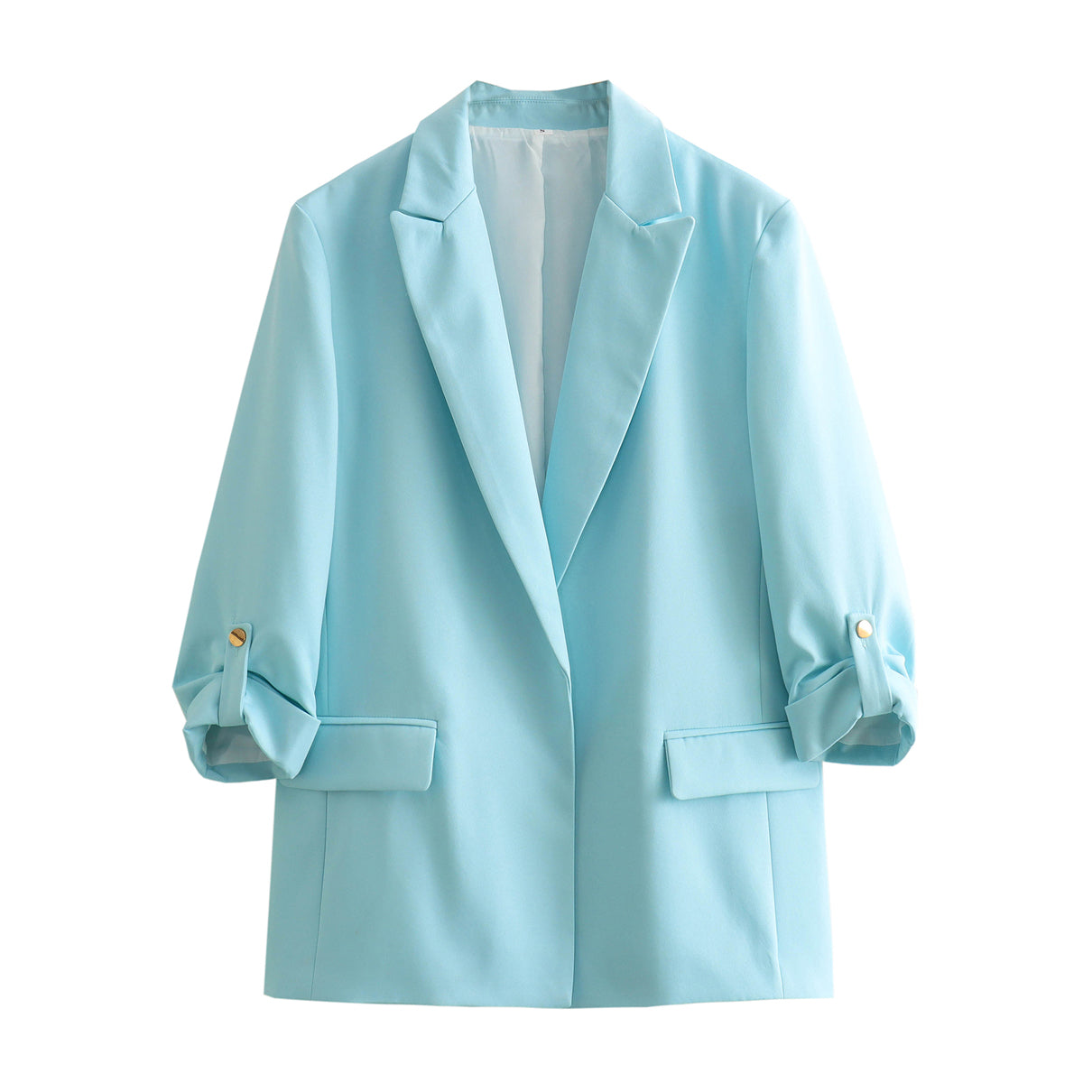 Spring Women Long Sleeve Solid Blazers