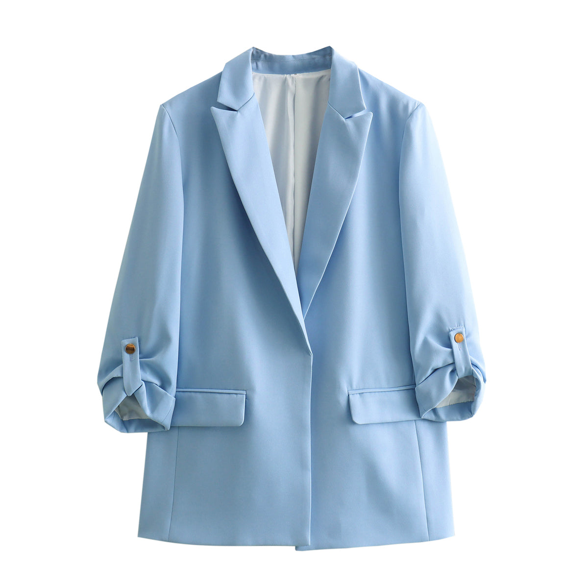 Spring Women Long Sleeve Solid Blazers