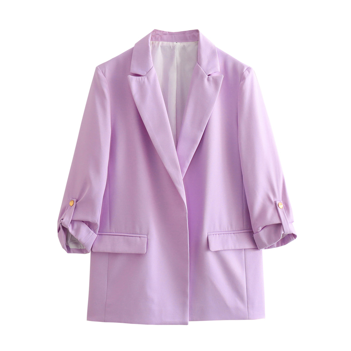 Spring Women Long Sleeve Solid Blazers