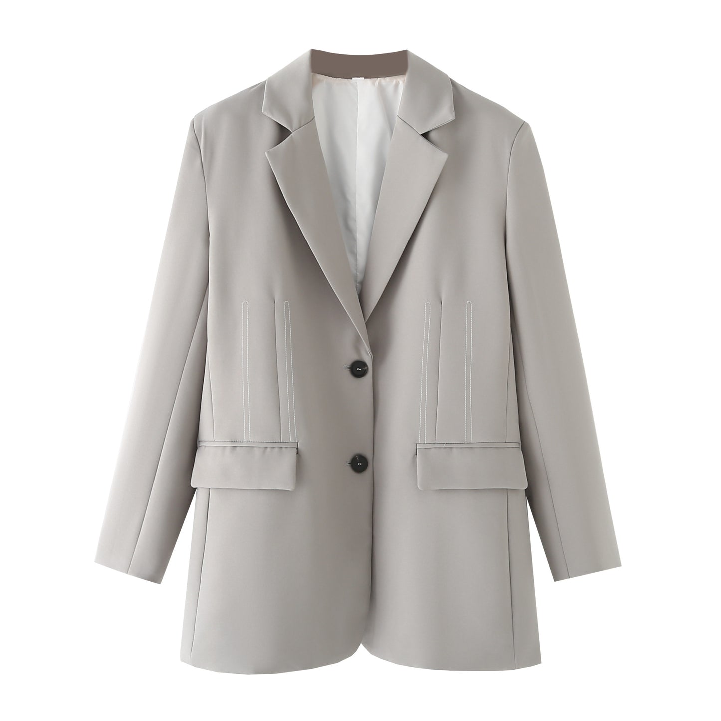 Blazer gris para mujer Otoño Invierno diseñador Casual nicho suelto