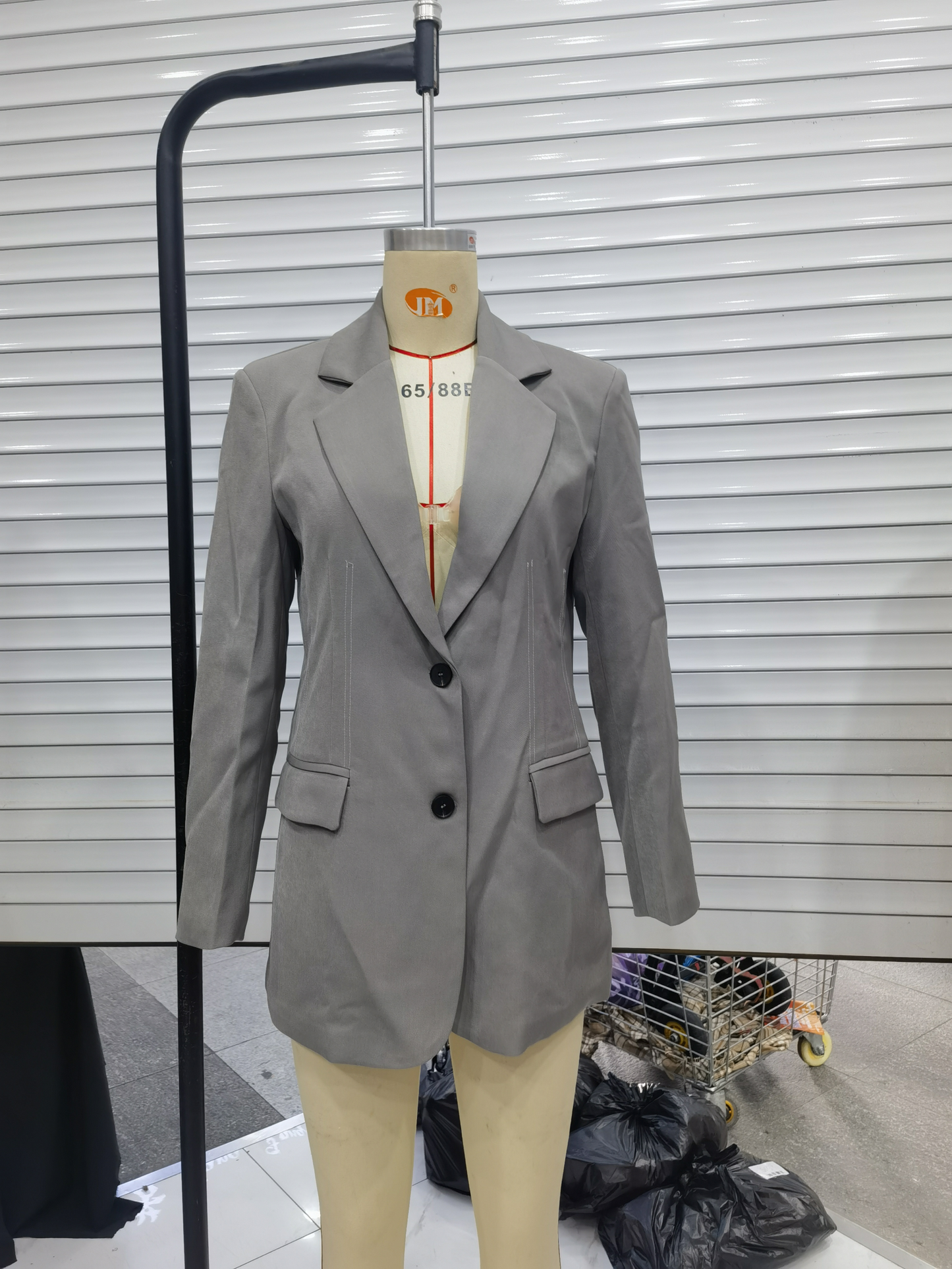 Blazer gris para mujer Otoño Invierno diseñador Casual nicho suelto