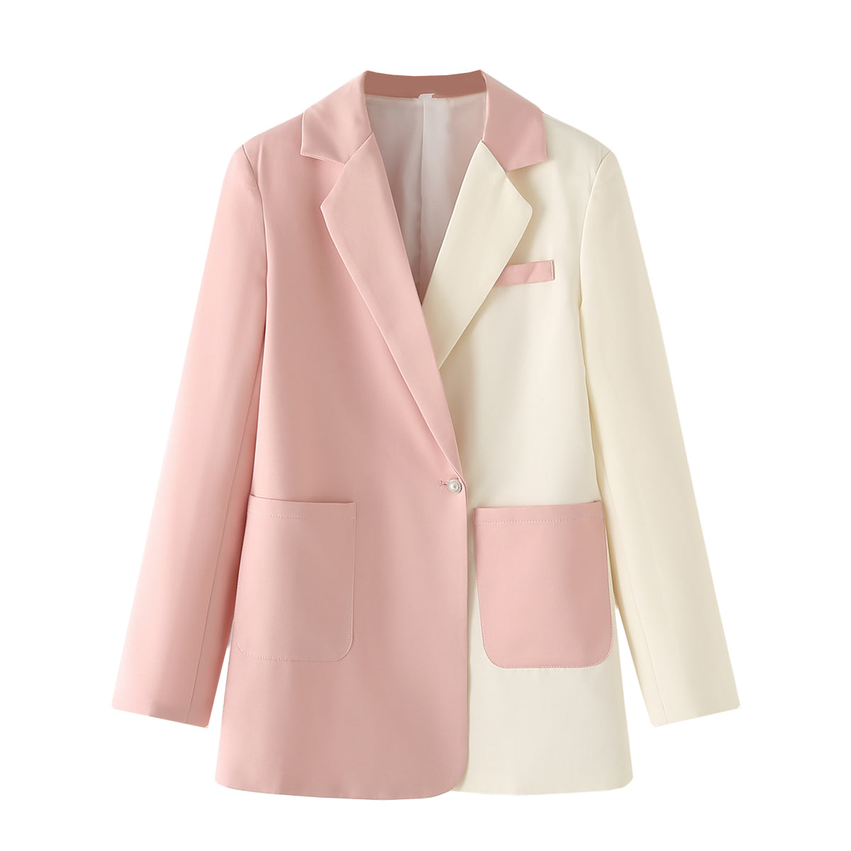 Vêtements pour femmes de haute qualité, couleur contrastée, blazer décontracté, taille haute, pantalon de travail droit