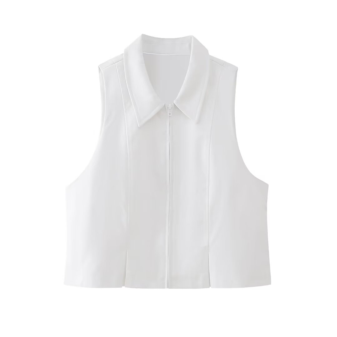 Women Clothing Spring Summer Pleated Decorative Vest Top