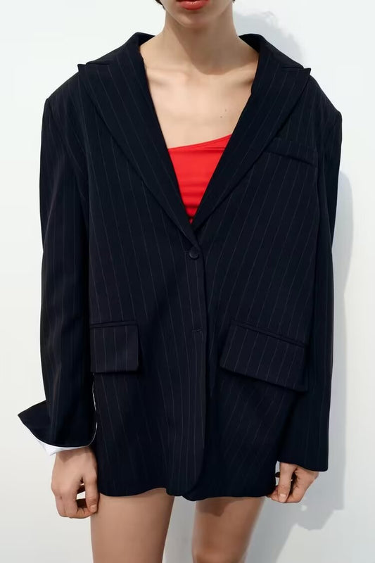 Women Clothing Women Ptripe Loose Blazer