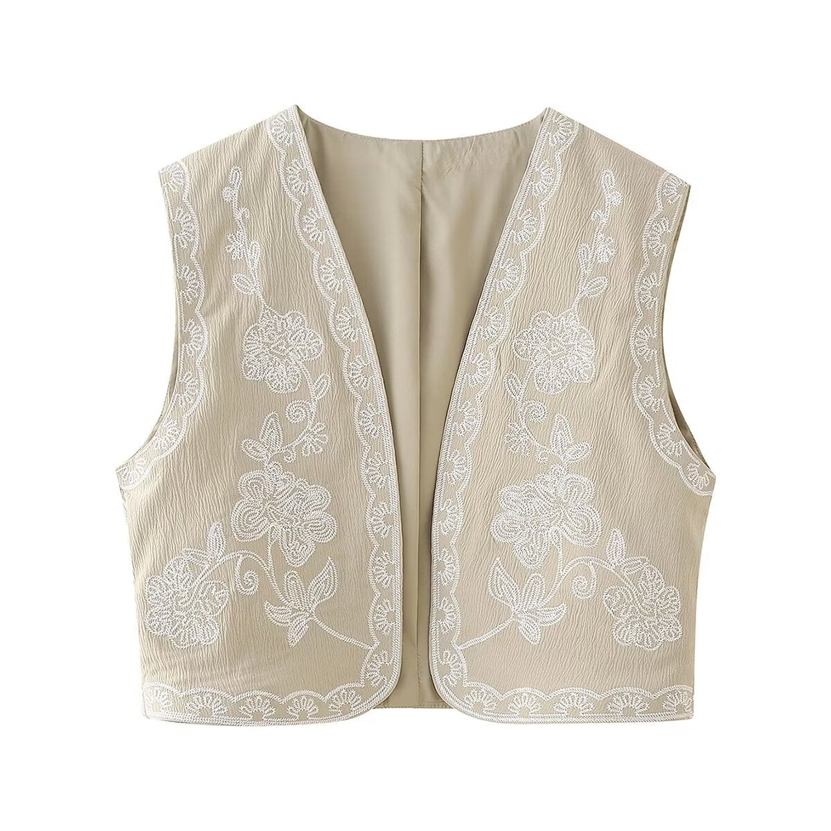 Spring Embroidered Short Vest Ethnic Casual Embroidered Vest Coat