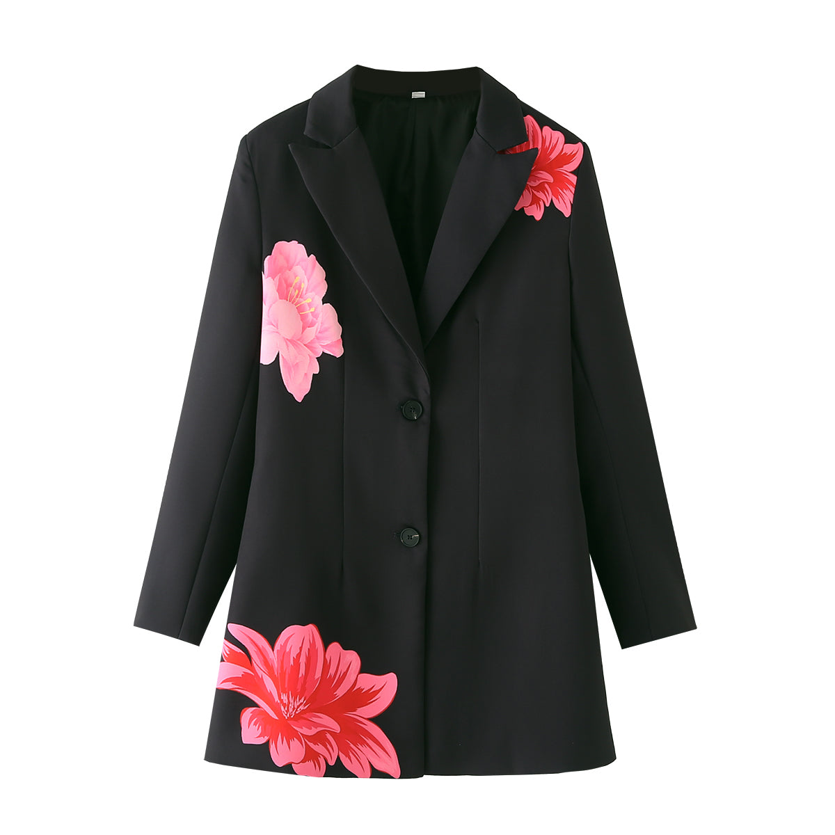 Spring Women All Match Positioning Floral Print Single Breasted Slim Blazer