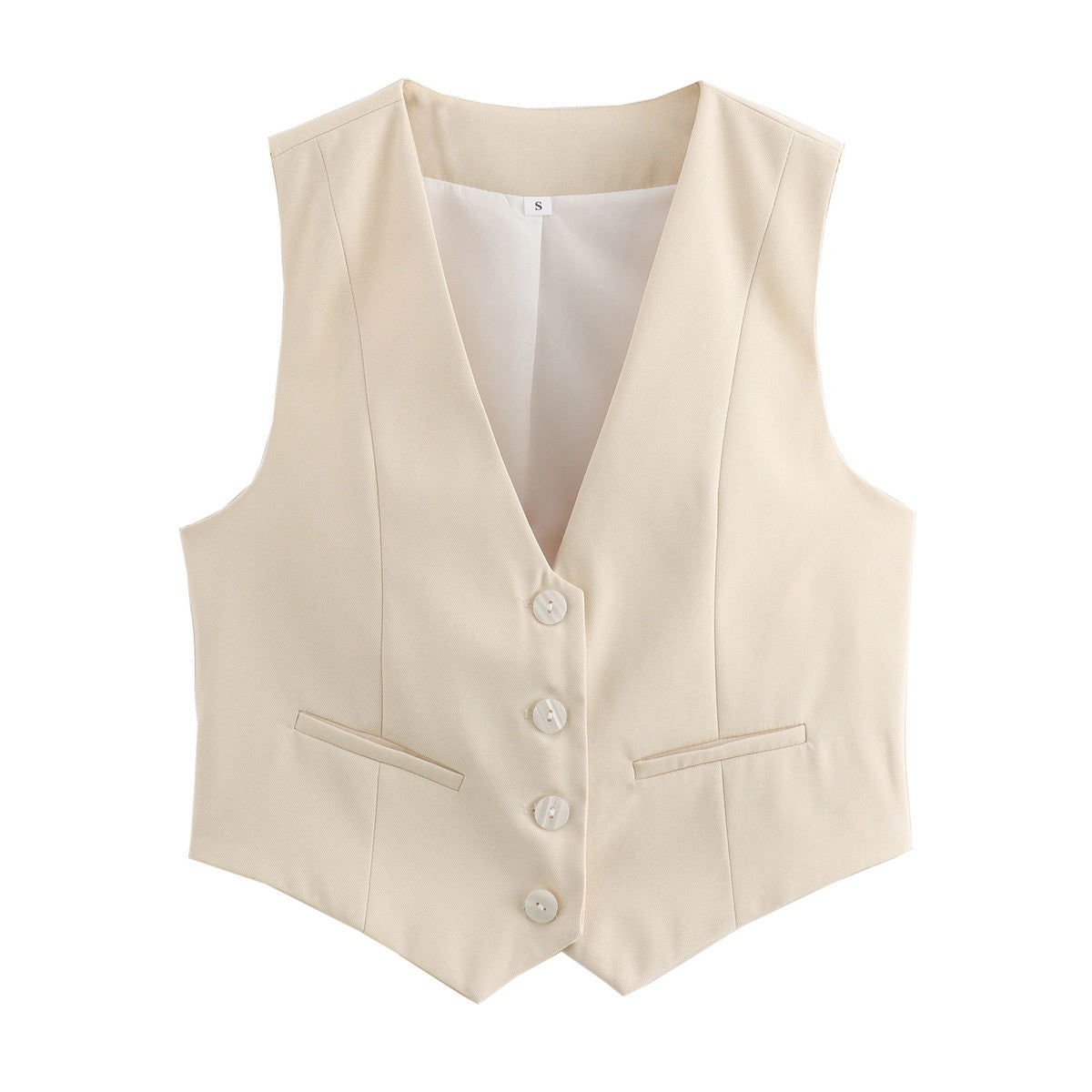 Women Clothing Fifteen Colour Retro Pure Candy Color V neck Short Vest Waistcoat Top