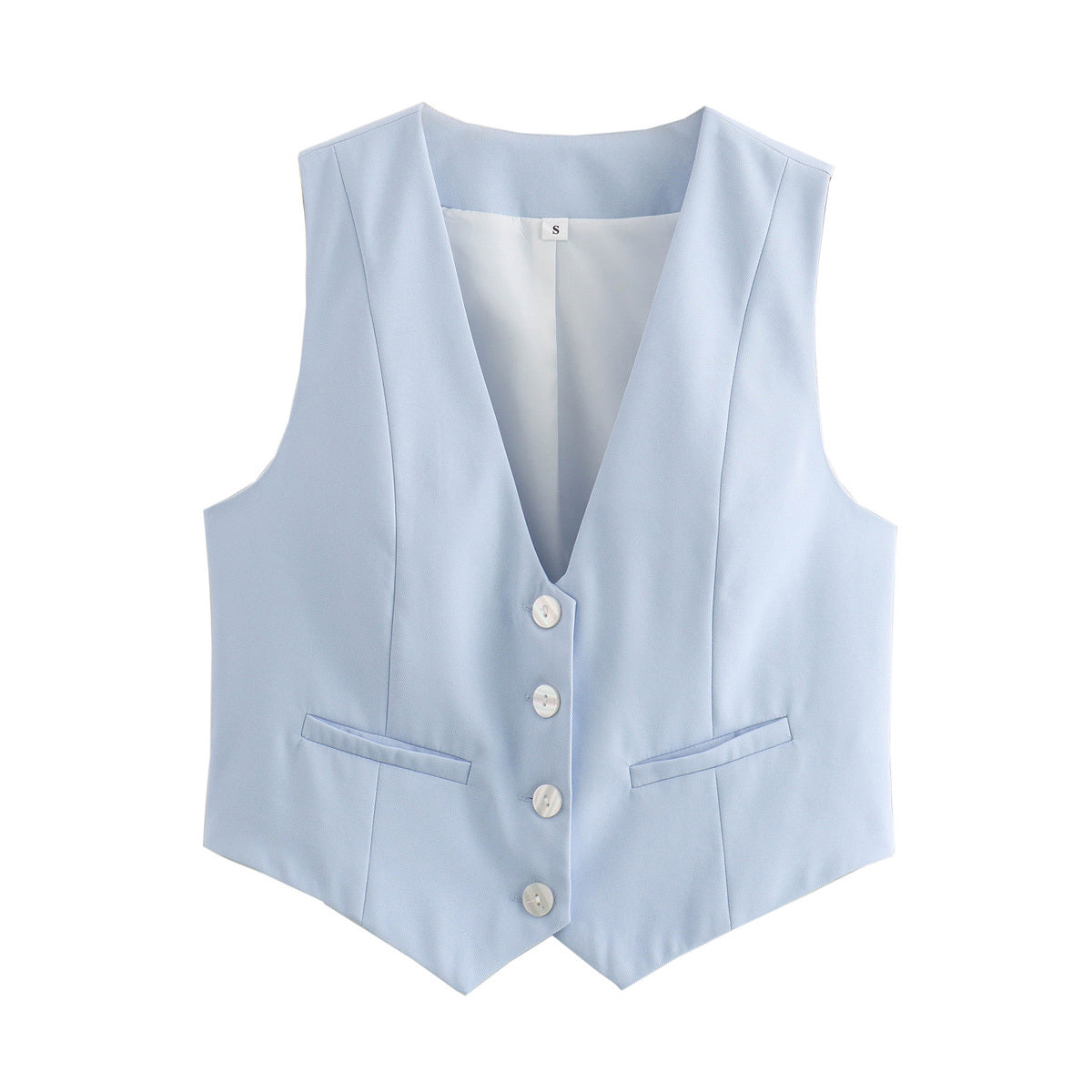 Women Clothing Fifteen Colour Retro Pure Candy Color V neck Short Vest Waistcoat Top