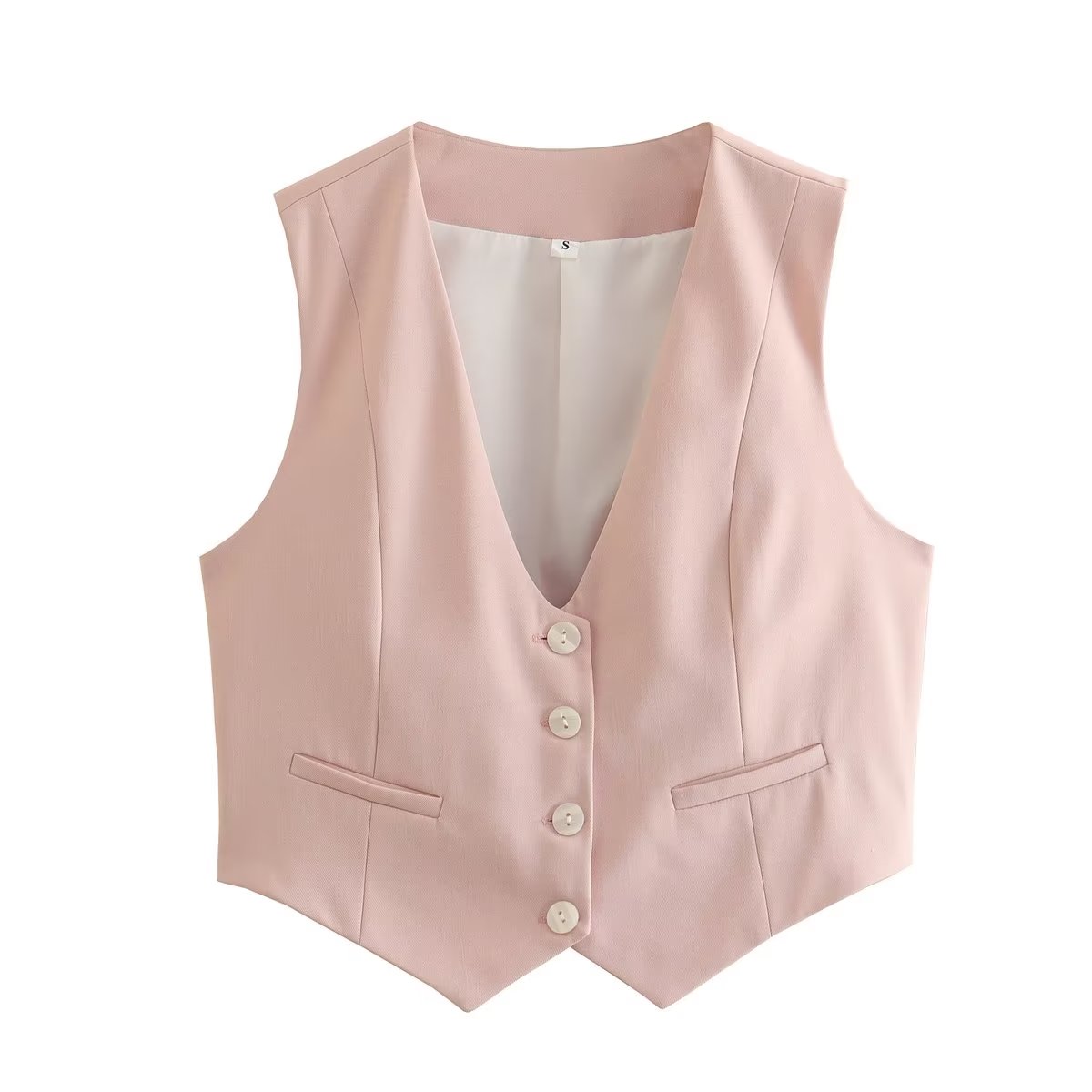 Women Clothing Fifteen Colour Retro Pure Candy Color V neck Short Vest Waistcoat Top