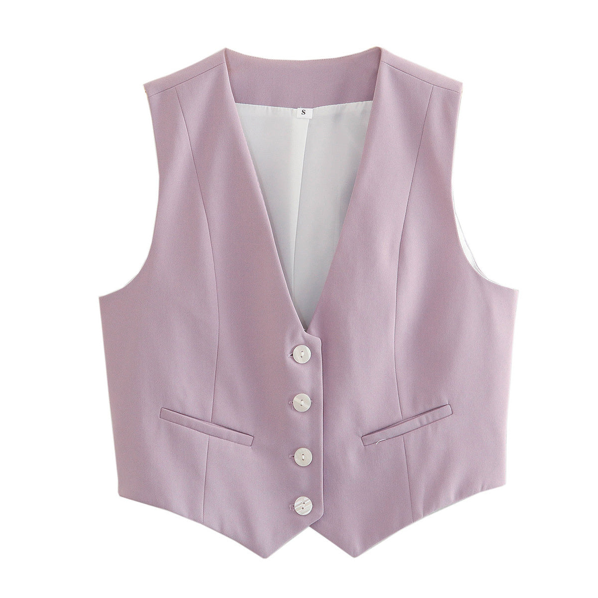 Women Clothing Fifteen Colour Retro Pure Candy Color V neck Short Vest Waistcoat Top