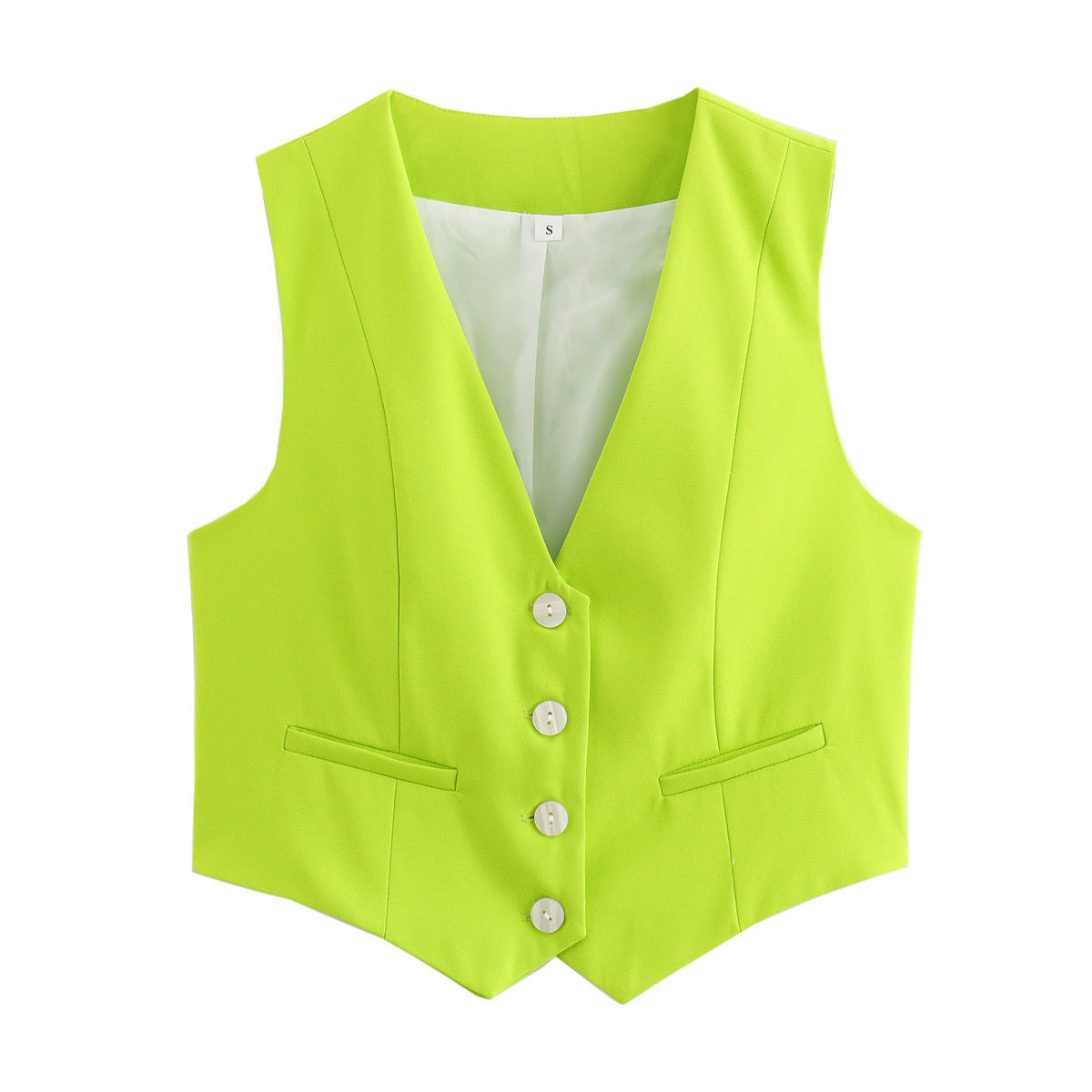 Women Clothing Fifteen Colour Retro Pure Candy Color V neck Short Vest Waistcoat Top