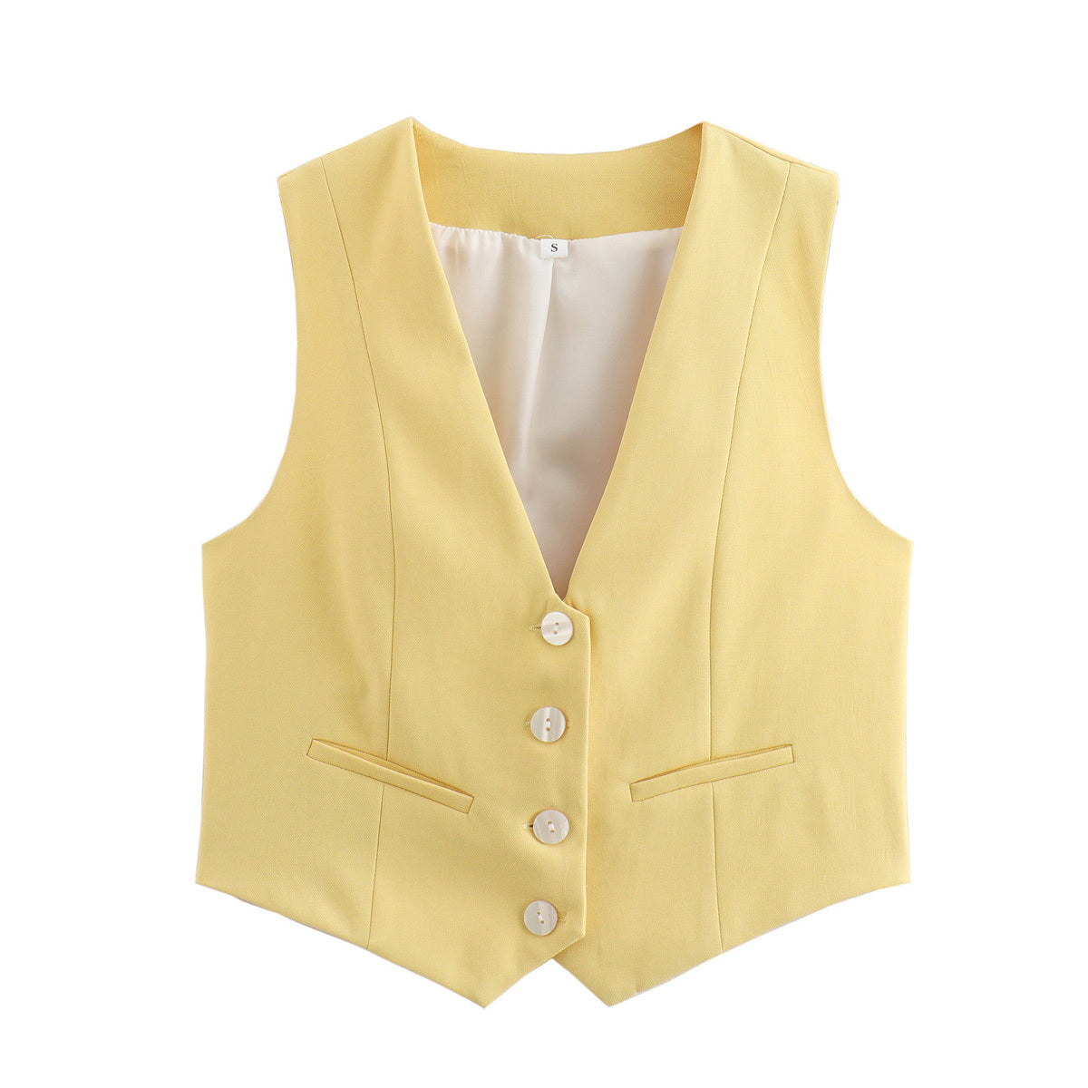 Women Clothing Fifteen Colour Retro Pure Candy Color V neck Short Vest Waistcoat Top