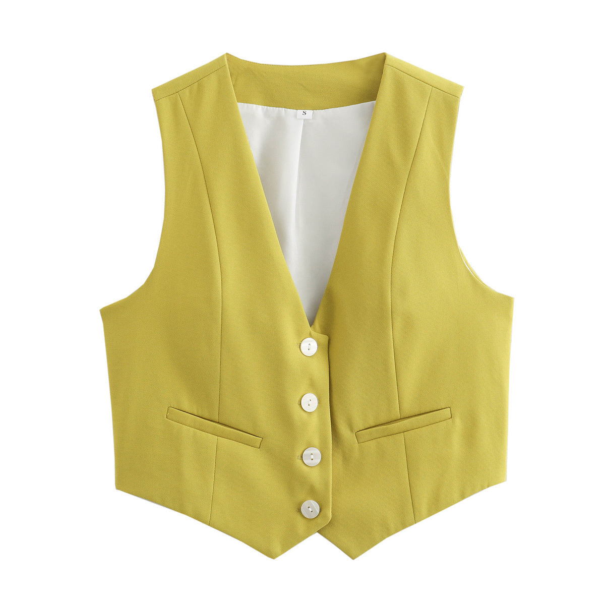 Women Clothing Fifteen Colour Retro Pure Candy Color V neck Short Vest Waistcoat Top