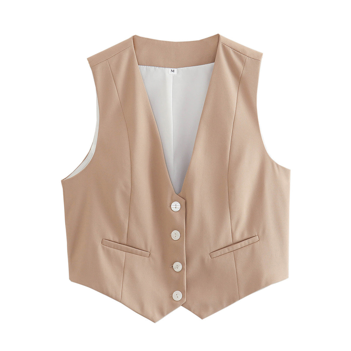 Women Clothing Fifteen Colour Retro Pure Candy Color V neck Short Vest Waistcoat Top