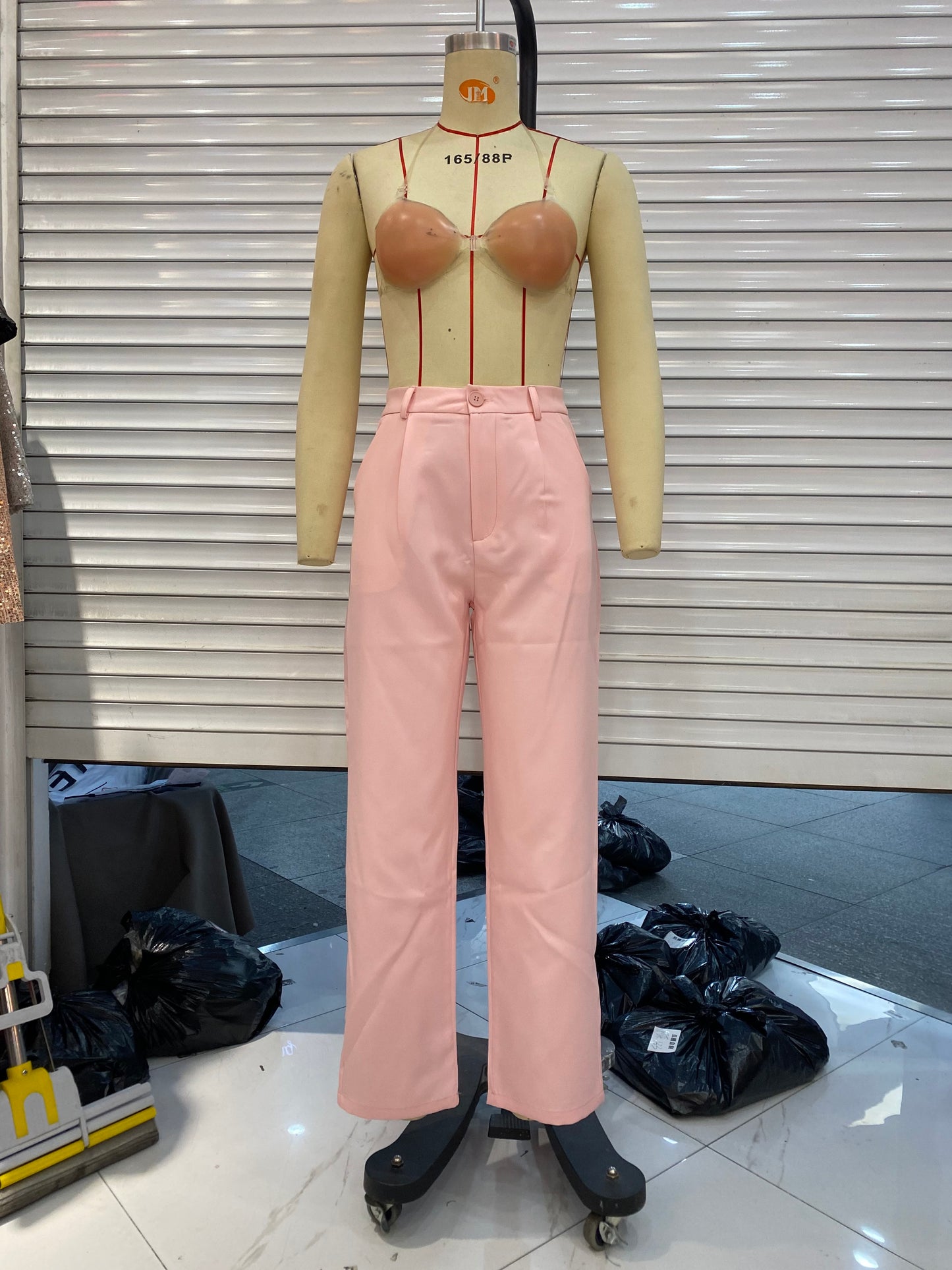 Ropa de mujer Conjuntos de pantalón y chaqueta rosa con lazo dulce de verano