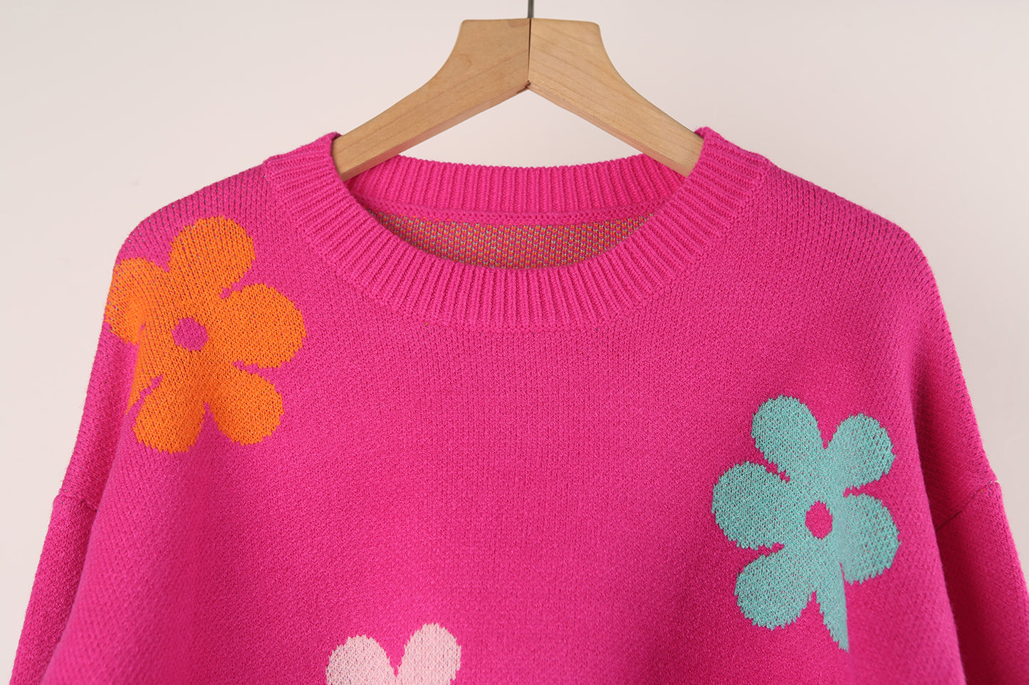 Automne Hiver Pull Floral Color Block Ras Du Cou Tous Les Pulls Assortis