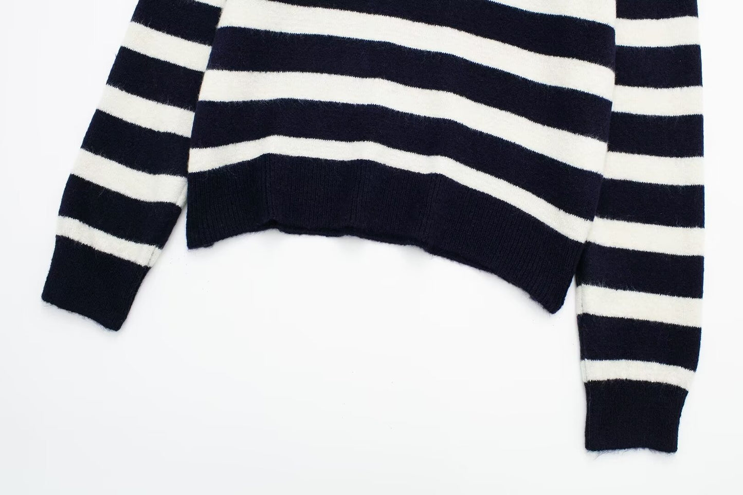 Winter Casual Zipper Mock Neck Stripes Knitwear