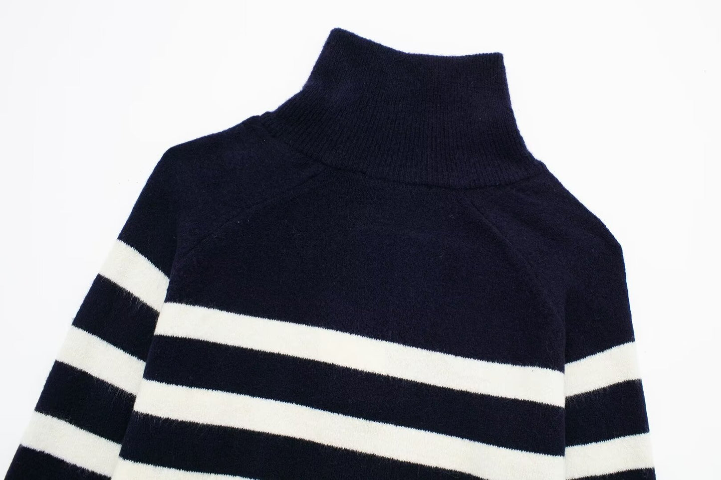 Winter Casual Zipper Mock Neck Stripes Knitwear