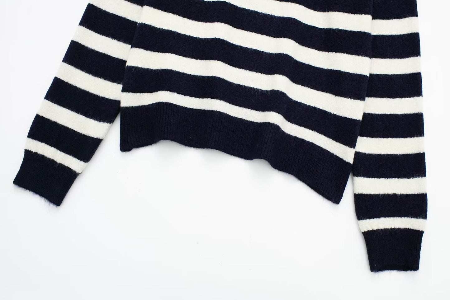 Winter Casual Zipper Mock Neck Stripes Knitwear