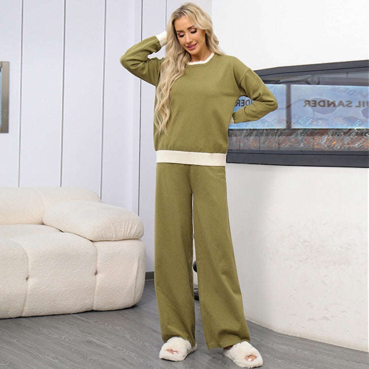 Women Autumn And Winter Loose Casual Sweater Pullover Two Piece Set